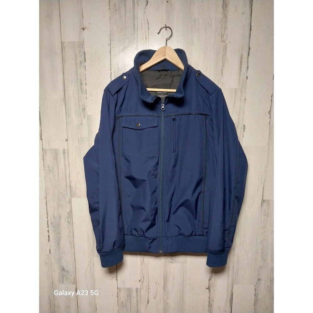 Baubax Men L Blue Bomber Travel Jacket No Hood Pocket Zip Water Resistant